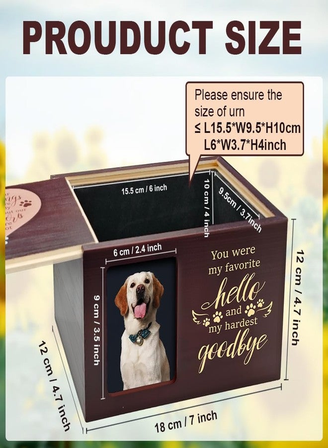 GLASSWINDS Pet Urns for Dog or Cat Ashes, Wooden Dog Urn for Ashes Keepsake with Photo Frame, Large Pet Cremation Urn with Flannel Lining Pets Memorial Box Loss Pets Sympathy Remembrance Gift(Brown) - Image 2